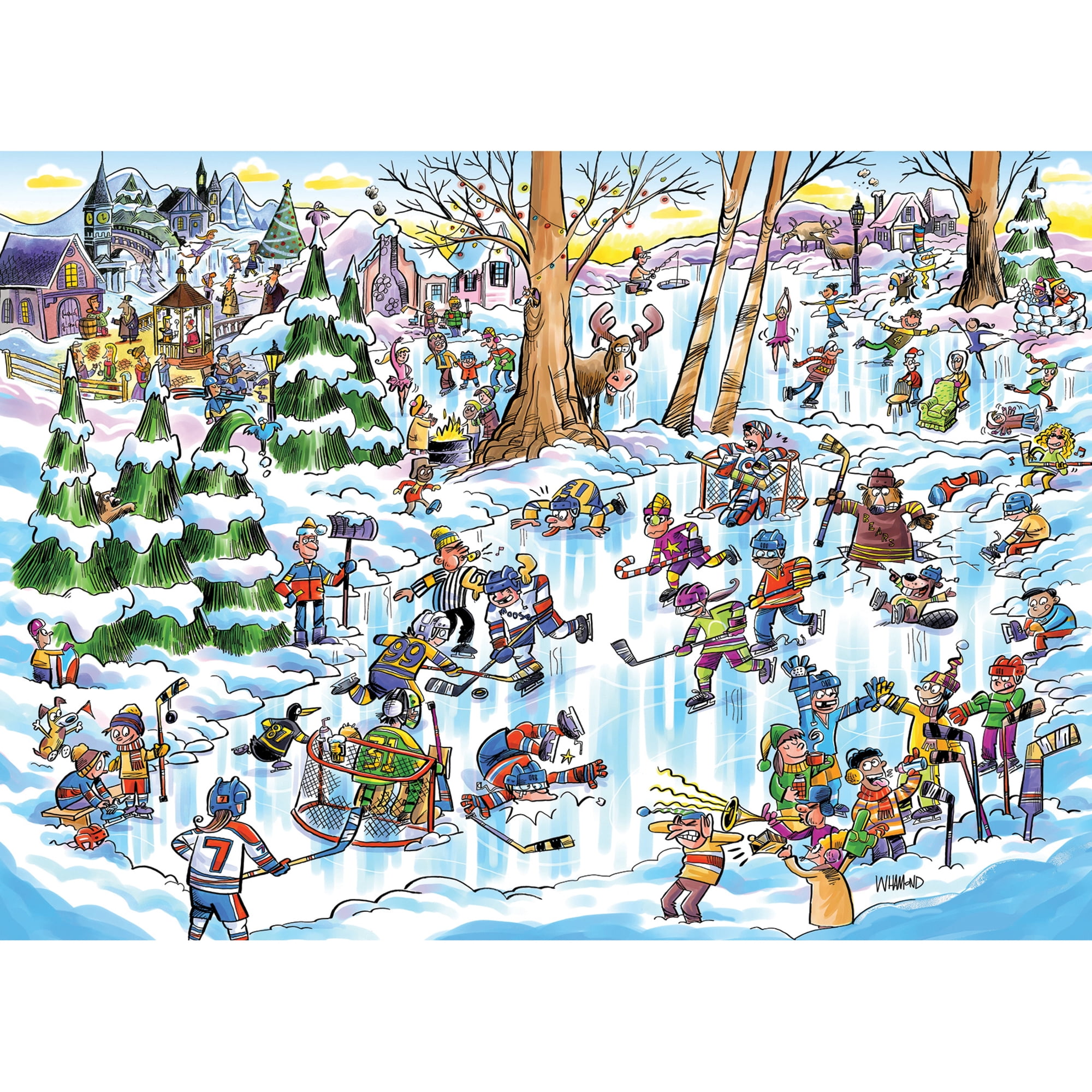 Cobble Hill DoodleTown: Hockey Town - 1000 Piece Puzzle -Reference Poster Included, High Quality Jigsaw, Earth Friendly