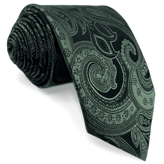 S&W SHLAX&WING Neckties for Men Tie Pack Dark Green Paisley Classic Size 57.5"