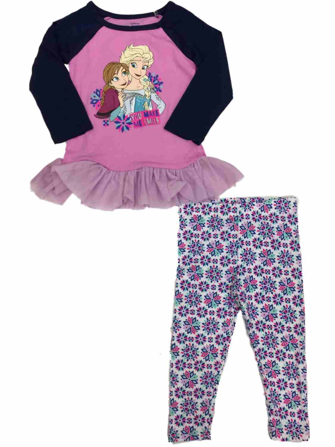 Disney Frozen Girls Elsa /& Anna Snowflake Leggings