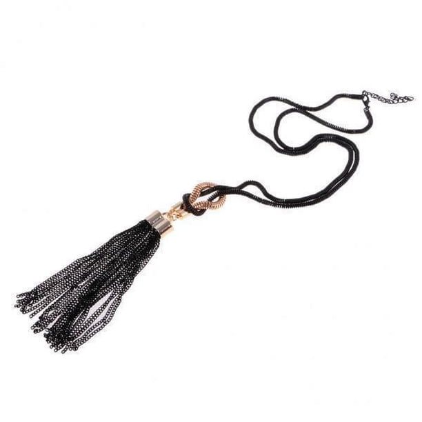 2 Collares Llamativos con Colgante Larga, Joyería con Flecos Y Borlas 2 piezas