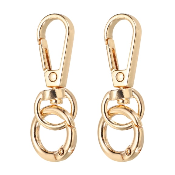 Uxcell 2Pack Swivel Clasp Clip, 2" Snap Hook with O Spring Ring Metal Double Opening Key Chain Clip Lobster Claw Clasps for DIY Crafts Bags Jewelry Lanyards, Light Gold