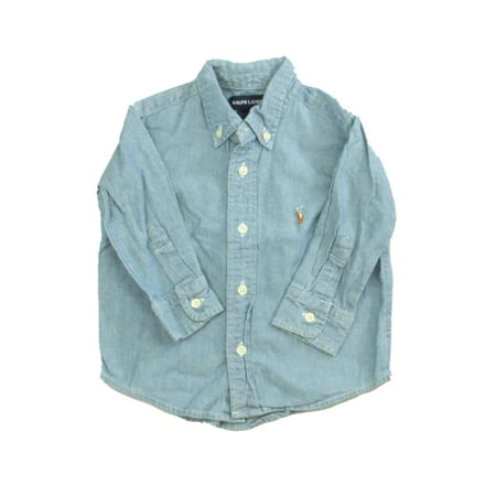 

Pre-owned Ralph Lauren Boys Blue | Chambray Button Down Long Sleeve size: 6-12 Months