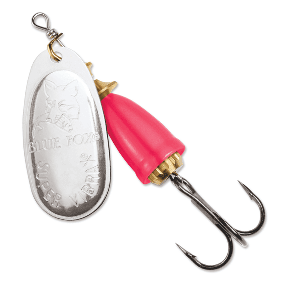 Blue Fox Classic Vibrax Size 4 Inline Spinner 3/8 oz Silver/Flo Red