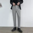 thumbnail image 3 of Pantalones de traje de cintura alta para hombre, pantalones cortos de 9 pulgadas, talla grande, pantalones de verano para hombre, ropa de primavera, ropa de trabajo de moda, pantalones de tela de lujo, 3 of 5