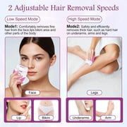 EXLEAF Epilator for Women, Smooth Glide Facial Hair Remover with 2 Speed & LED Light, Rechargeable Cordless Electric Epilator for Face, Bikini, Underarms, Arms, and Legs, Painless & Portable