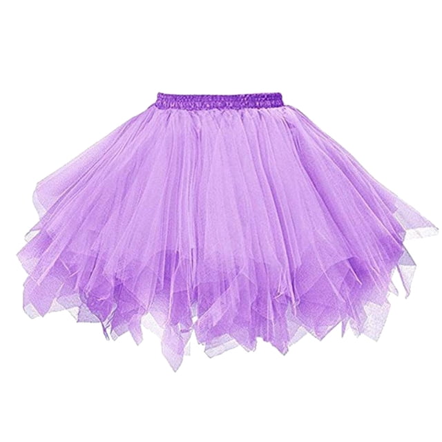 FRSASU Womens Soild Color Tutu Skirt Layered Tulle Skirt Purple
