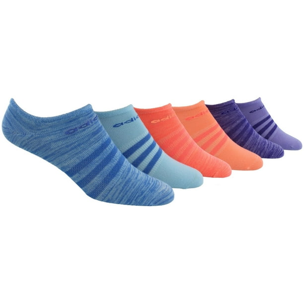 adidas Women's Superlite II No Show Athletic Socks 6 Pack (Blue/Purple