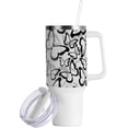 thumbnail image 2 of SKYSONIC Insulated Tumblers with Lids and Straws Handles 40oz Water Bottle Black Butterflies Travel Mug Reusable Stainless Steel Thermos Vacuum, 2 of 7