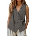 thumbnail image 6 of Otntypg Women’s Wrap V Neck Tank Top Dressy Summer Sleeveless Side Bowknot Tie Tunic Blouse Lightweight Loose Fit Casual Beach Vacation Tees Blouse, 6 of 7
