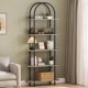 thumbnail image 1 of Industrial 5 niveles estante con metal arch, abiertos design, y adjustable feet - sturdy almacenamiento organizer para sala de estar, dormitorio, o oficina en casa (negra y graphite gris), 1 of 7