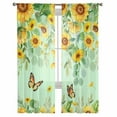 thumbnail image 7 of Sheer Curtains 96 inches Long, Sunflowers Eucalyptus Butterfly Floral Watercolor Green Light Filtering Sheer Window Curtains Rod Pocket Voile Drapes for Bedroom Living Room, 52"W x 96"L 2 Panels, 7 of 7