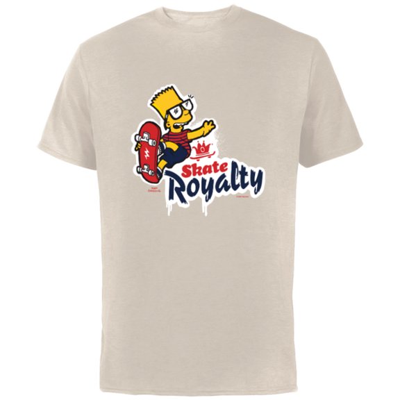 The Simpsons Bart Simpson Skate Royalty - Short Sleeve Cotton T-Shirt for Adults - Customized-Natural