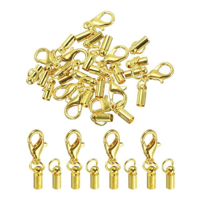 Uxcell 10 Pcs Embouts de Cordon, Embouts de Barillet 2.5mm Perles Kumihimo Embouts en Fer pour Bricolage (Or)