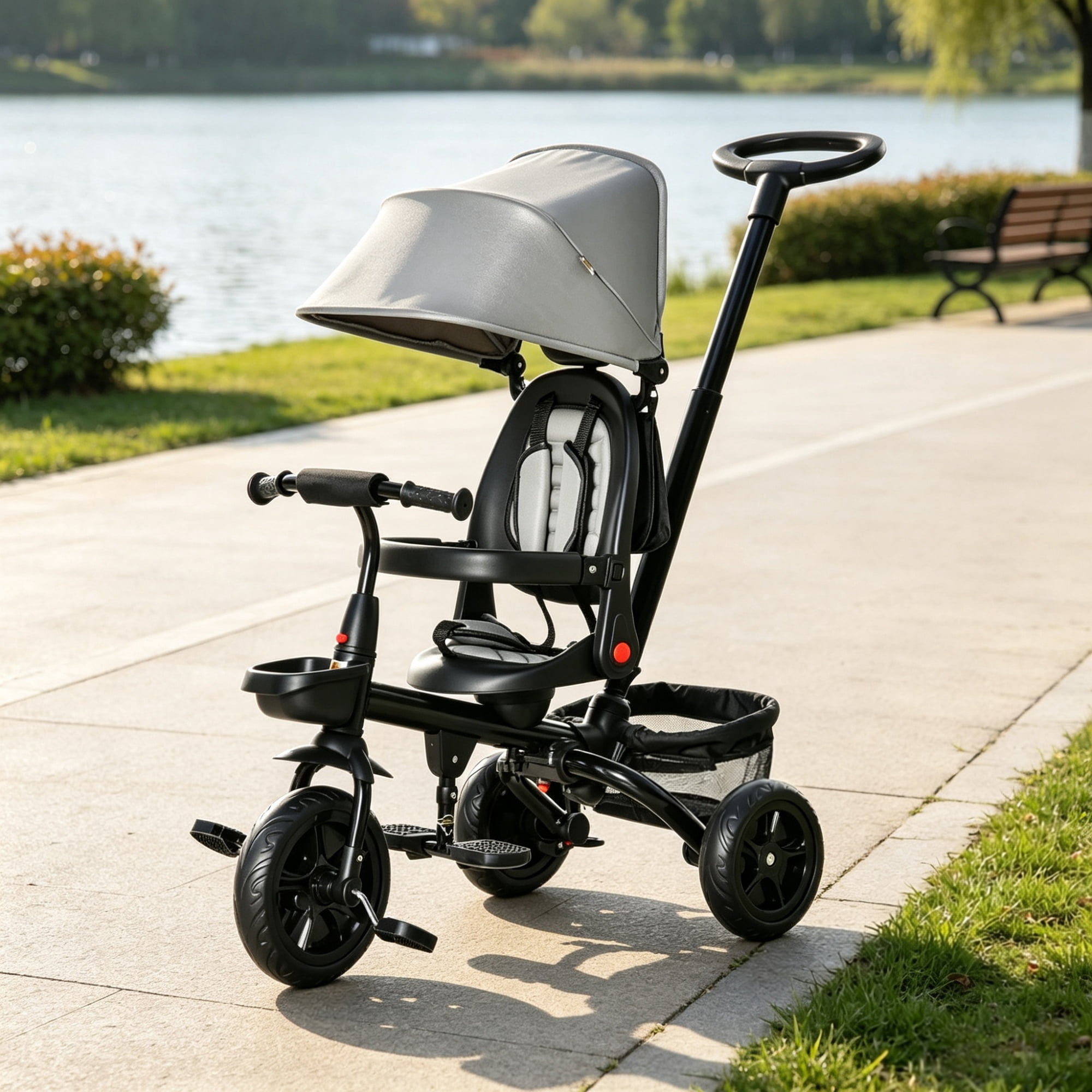 5-in-1 Kids Tricycle with Push Handle and Canopy for Ages 1-5