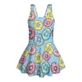 thumbnail image 4 of Xixirimido Donuts Blue Print Girls One Piece Swimsuits Sleeveless Swim Dress for Girls Skirted Bathing Suit Hawaiian Skirt Swimwear UPF 50+ Sun Protection, 12-13 Years, 4 of 7