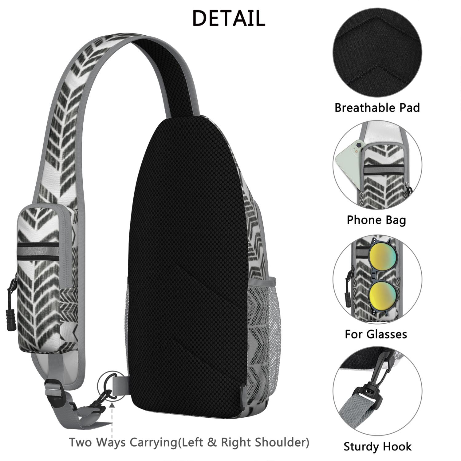 #42984 Boho Chic Trendy On the Go Sling Backpack Boho Chic Sling Backpack – Crossbody Hiking Bag, Adjustable  main image 2