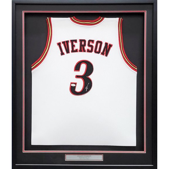Philadelphia 76ers Allen Iverson Autographed Framed White Jersey JSA 209463
