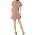 thumbnail image 3 of INSPIRE CHIC Women's Ruffle Peter Pan Collar Casual Button up Checkered Dress M Pink, 3 of 6