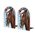 thumbnail image 2 of Picia Christmas Horse Pattern Wood Bookends for Shelves,Non-slip Bookends, Heavy Duty Wooden Bookend Support,1 Pair, 2 of 8