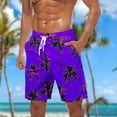 thumbnail image 2 of LMOIPLI Mens Print Quick Dry Beach Board Shorts Elastic Waist Drawstring Casual Fashion Short Pants with Pockets Purple XL, 2 of 5