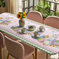 thumbnail image 3 of Easter Table Cloths for 8 Foot Rectangle Tables, Spring Watercolor Easter Eggs Bunny Pink Green Plaid Patio Waterproof Elastic Fitted Tablecloths, Washable Rectangular Table Cover for Camping, 3 of 8