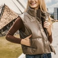 thumbnail image 5 of Ashirexll Puffer Vest Women, Womens Winter Coats, Zip Up Fashion Stand Collar Sleeveless Coat with Pocket, 5 of 7