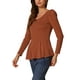 thumbnail image 4 of INSPIRAR CHIC Camisetas de Mujer de Manga Larga con Cuello Redondo Camisas Peplum Casual XS Marrón, 4 of 6
