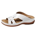 thumbnail image 5 of Rokment Beach Flower Orthopedic Arch Support Walking Backless Sandals for Women 2026 Boho Comfortable Casual Leather Ortho Platform Wedge Low Heel Dress Slip on Slippers White Size 7.5, 5 of 6