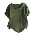 thumbnail image 4 of T Shirts For Women Womens Tops Cotton Linen Shirts Summer Casual Boho Floral Short Sleeve Blouse Oversized Loose Tunic Tops, 4 of 4