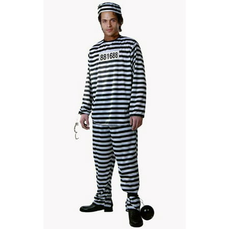 Dress Up America Adult Prisoner Costume, Black/White, Medium