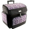 everything mary  rolling papercraft tote-grape & gray print w/black trim