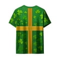 thumbnail image 5 of Ounisa Funny World Women's Holiday Bows Four Leaf Clover Graphic Short Sleeve Novelty Party Costume Top, 5 of 7