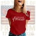 thumbnail image 2 of USA 250th Anniversary Shirt For Women Round Neck 3/4 Sleeve Graphic Tee Casual Daily Wear Top, 2 of 4