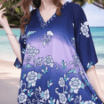 thumbnail image 3 of Miss Lavish London Women’s Short Kaftan Dress – Floral Print Kimono Tunic, Boho Summer Kaftan Beach Cover Up, Casual Loose Fit Vacation Dress, Ladies Resort Loungewear – Blue,10-16 (K-159), 3 of 5
