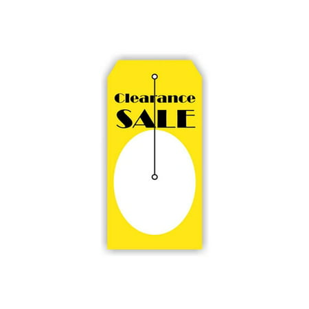 CLEARANCE SALE Slit Hang Tags, Black & Yellow on White, 2.375