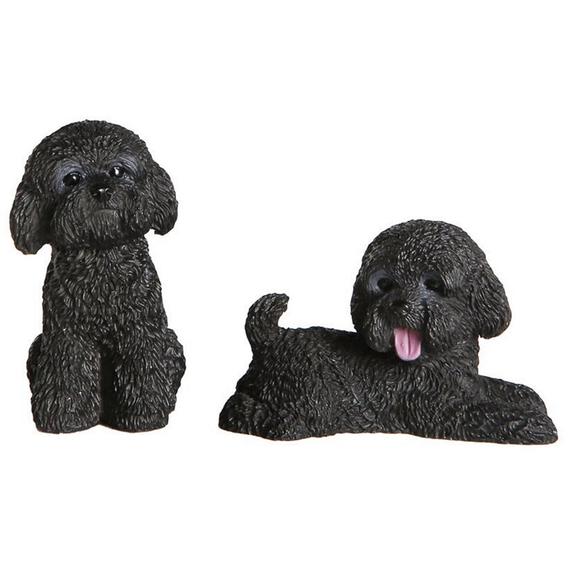 Petorama Handmade Mini Poodle Resin Statue 16 in Black (Set of 2