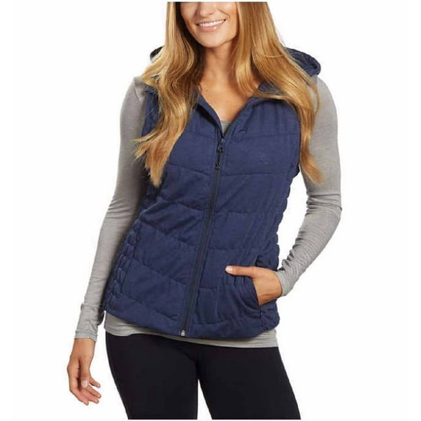 Be by Blanc Noir Womens Breathable Quilted Knit Hooded Vest (Navy, Medium)  - Walmart.com