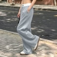 thumbnail image 5 of Hurxie Women's Camo Pants Wide Leg Baggy Sweatpants Elastic Waist Drawstring Loose Pants Trendy Y2K Drawstring Trousers Gray,2XL, 5 of 5
