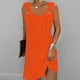thumbnail image 4 of Mini vestido plisado sin mangas con cuello en V para mujer: informal, fluido, adecuado para fiestas/playa, se ajusta a la talla, 4 of 7