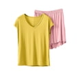 thumbnail image 3 of Vetsdori Womens Short Sleeve Pajamas Sets Modal Casual Homewear Shorts & Top Sleepwear,Loungewear 2 Pieces Summer PJ Sets for Women Soft, 3 of 6