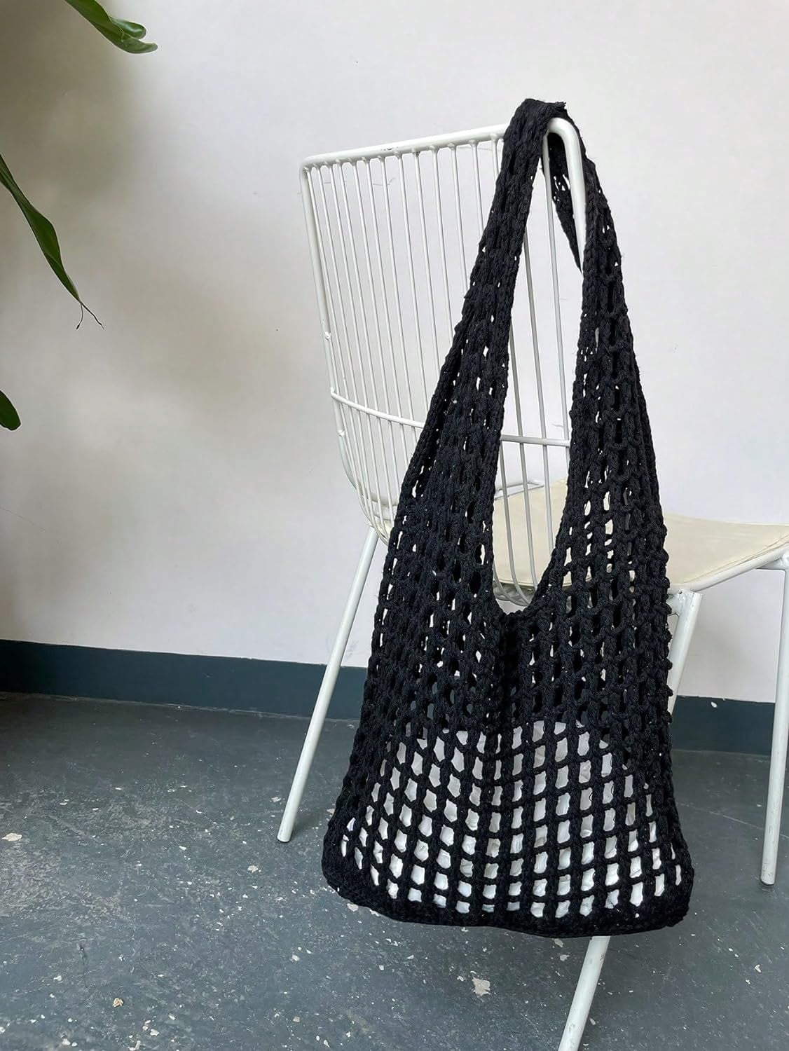 Women's Hollow Out Knit Tote Handbags Crochet Shoulder Bag