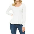 thumbnail image 2 of SSOULM Women's Long Sleeve Stetchy Knit Ruffle Hem Peplum Blouse Top with Plus Size, 2 of 5