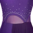 thumbnail image 6 of TiaoBug Womens Lyrical Dance Dress Sleeveless Side Split Leotard Dress Rhinestone Dancewear Purple M, 6 of 7