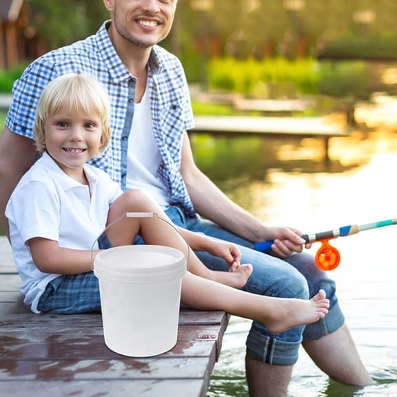 Minkissy 6-Pack White Plastic Buckets Lids for Household Water Storage and Versatile Multi-Purpose Containers