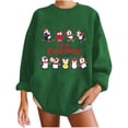 thumbnail image 1 of Pompotops Automne et Hiver Femmes Pull Imprimé de Noël Col Rond Manches Longues Blouse Unie Hauts Chandails en Molleton, 1 of 5