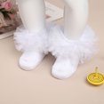 thumbnail image 2 of Zaldita Baby Girls Tulle Dress Socks Toddler Kids Solid Color Ankle Length Mesh Ruffle Princess Dance Socks White 6-8, 2 of 5