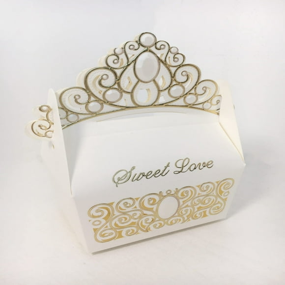 Boîtes à Faveurs Couronne Ivoire Scintillante Lot de 30 pour Mariages, Baby Showers, Fêtes d'Anniversaire - Parfaits Porte-Bonbons pour Ajouter de l'Éclat à Vos Célébrations