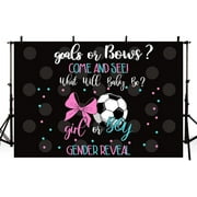 Custom 7x5ft Soccer Gender Reveal Backdrop Goals or Bows Soccer Baby Shower Party Decorations Banner Girl or Boy Pink or Blue Football Gender Reveal Photography Background Photo Booth Props