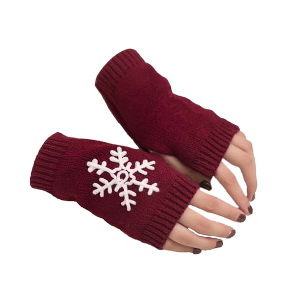 Guantes de medio dedo Sonducket 1 par cubiertas de dedos gris claro Vino rojo
