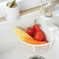thumbnail image 2 of Mbxm Kitchen Triangle Drain Basket White,Drain Shelf Triangular Basket Storage Rack Sucker Sponge Holder for Kitchen Bathroom Support Corner for Sink Food Strainer Or Storage Rack, 2 of 8